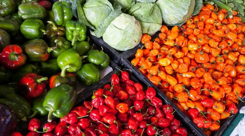 assorted vegetable store displays